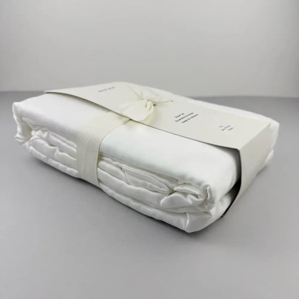 West Elm Silky TENCEL Sheet Set FULL / DOUBLE White Lyocell Deep Pocket New